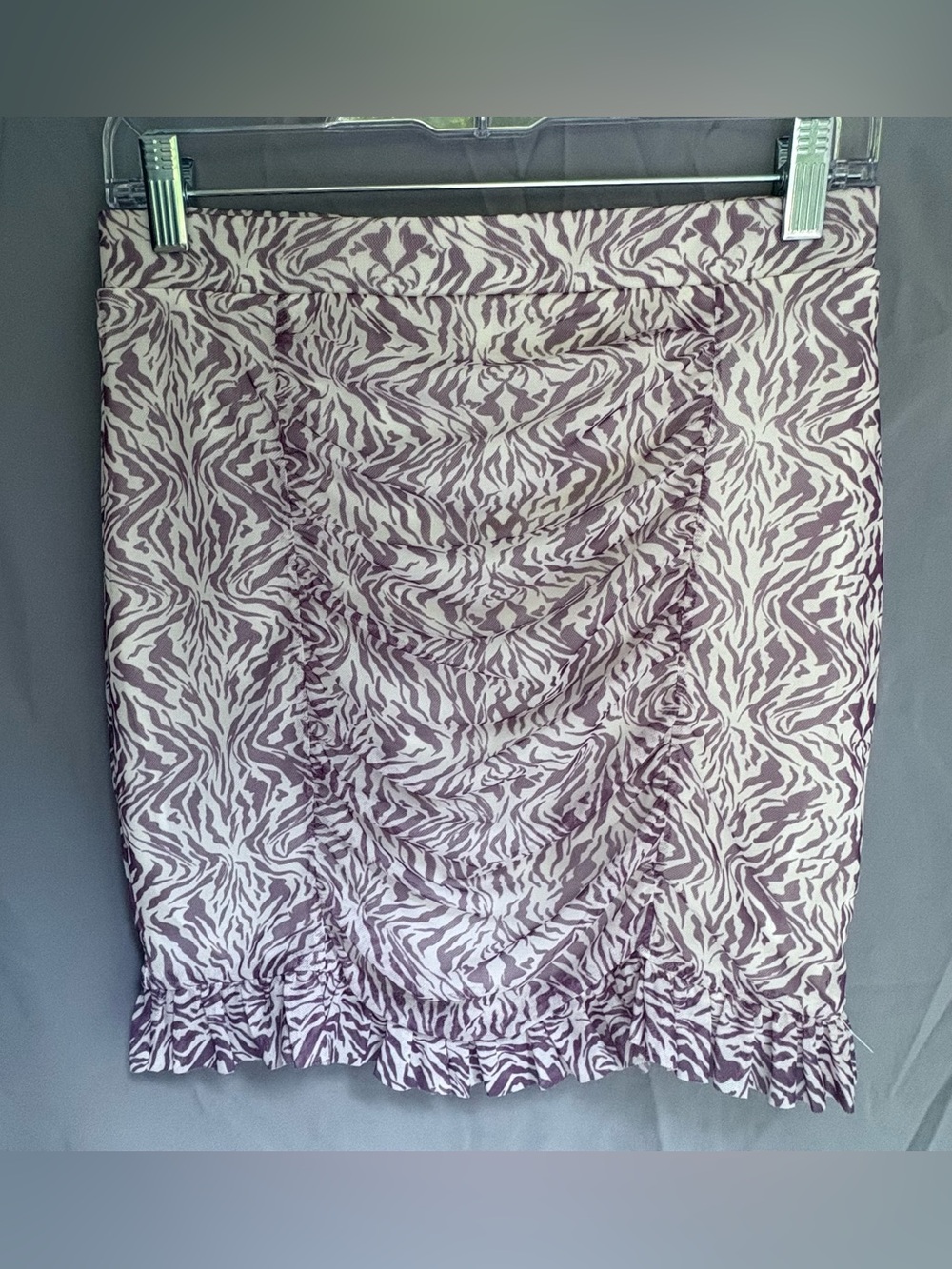Free People Romi Mesh Mini Skirt Ruched Purple and White NWOT